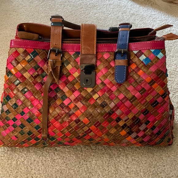CAERLIF Genuine Leather Multi-Color Shoulder Bag/Satchel/With Dust Bag - Picture 1 of 15